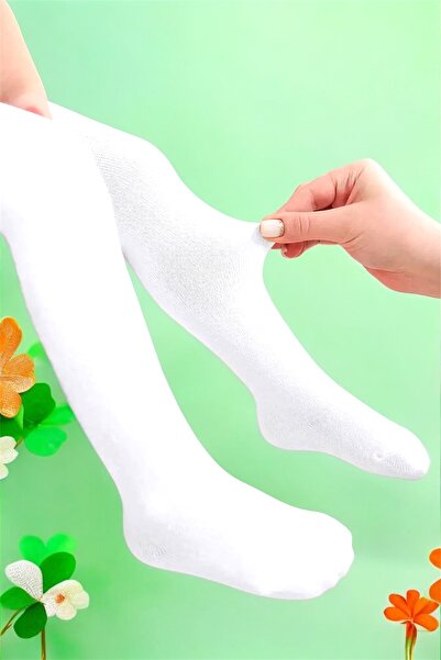 medineticaret Bílé bavlněné dětské punčochové kalhoty - dětské punčochové kalhoty