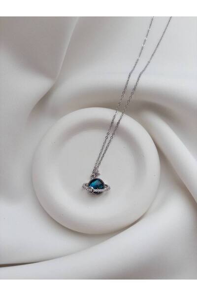 Minne Jewelry-Accessory Gezegen Kolye - Çelik Gezegen Kolye - Gümüş Renk Geze...