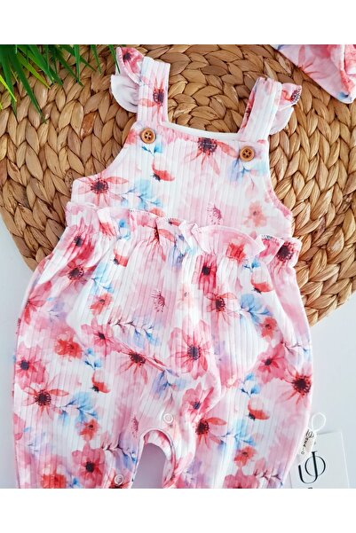 Jammybaby Fiore Floral Print Baby Girl Romper and Bandana Set - 100% Cotton, Sling Summer Camisole - Ecru