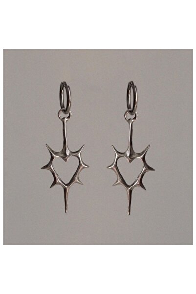 Choice A1-2 قطعة-أقراط دائرية فضية اللون على شكل قلب على شكل أشواك مجوفة من ا...