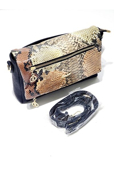 OUEEN ELİZABETH Geantă de umăr pentru femei Oueen Elizabeth Snake Model din piele artificială moale