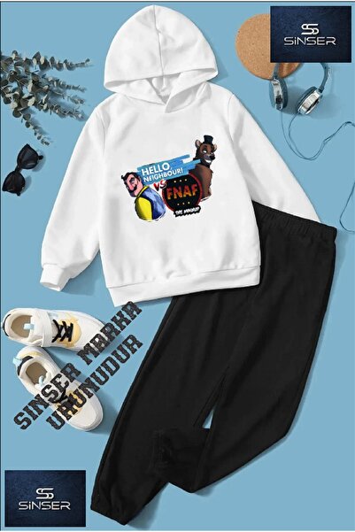 SS SİNSER Hooded Children's'Hello Neighbor' Printed Tracksuit Set