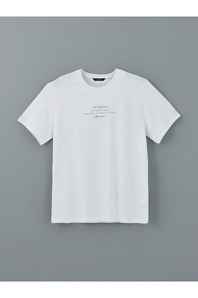 LC Waikiki Tricou pentru bărbați din bumbac pieptănat cu imprimeu cu decolteu rotund de sezon nou - S5IQ60Z8