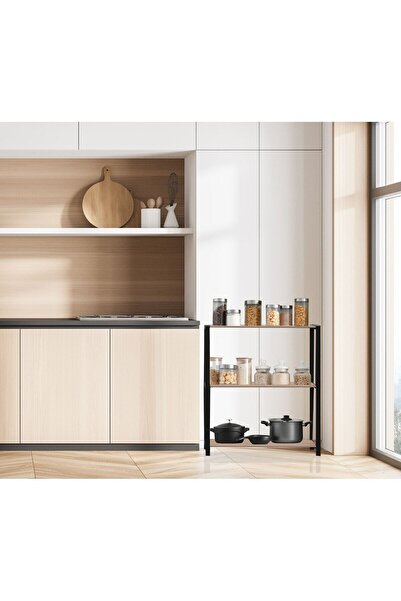 Bienwood Masif Ahşap Raf Bıe-7003 16082 Mutfak Ofis Çok Amaçlı 3 Katlı Ayakka...