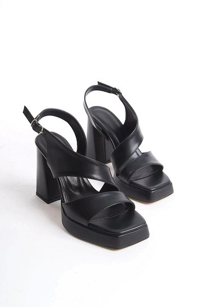 buHillco Cica Black Leather Heeled Shoes