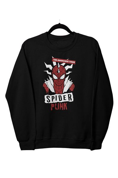Fuddy Moda Unisex Oversize Spider Punk Hooded Cycling Sweatshirt