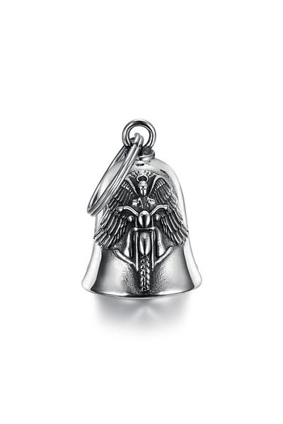 Choice AL21205-Silver Punk Archangel Michael Wings Motorcycle Bell Pendant Necklace Men\'s Personalized Bik