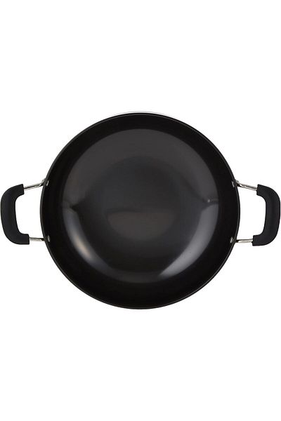 RAJ Black Anodized Nonstick Aluminum Deep Kadai, 26cm, Double Handle, BBAK14 | Cooking Pot