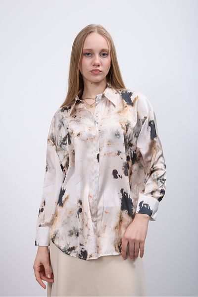 PERA MODA Γυναικείο πουκάμισο Oversize με σατέν σχέδιο