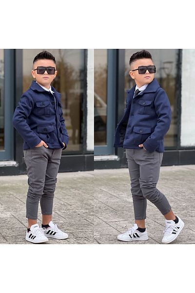 Ribbon kids Boy's 4-Piece Set with Suede Fabric Jacket