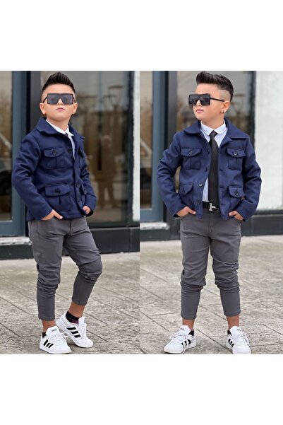 Ribbon kids Чоловічий костюм з 4 предметів з замшевою курткою