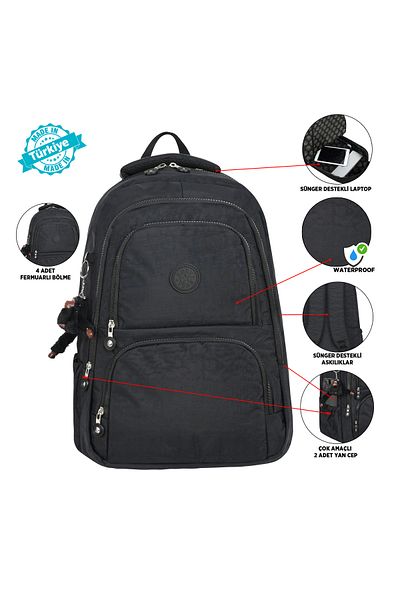 Roxy Crinkle Fabric Lightweight Backpack - Suitable for School/Daily Use, Waterproof, Multi-Compartment