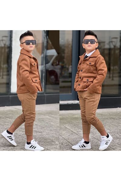 Ribbon kids Σετ 4 τεμαχίων για αγόρι με υφασμάτινο σακάκι σουέτ