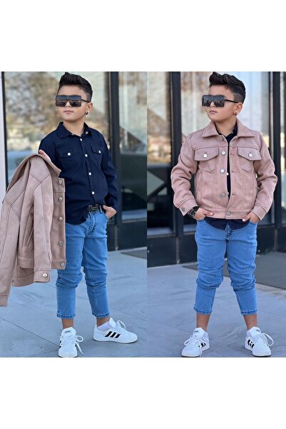 Ribbon kids بدلة للأولاد مكونة من 3 قطع مع سترة من قماش الجلد السويدي