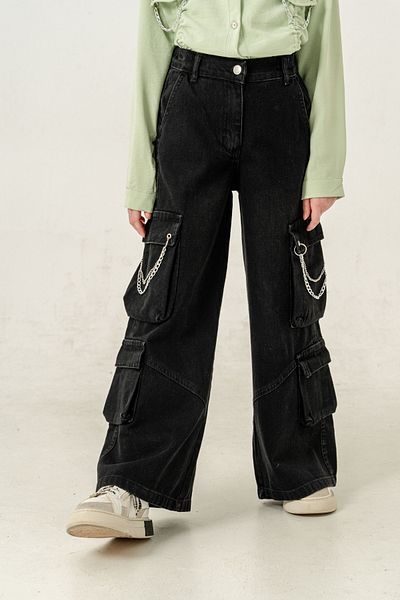 GİYİCEM TEKSTİL Girl's Chain Covered Spanish Jeans 2178