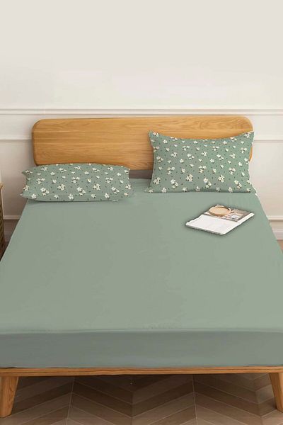 Rivaİstanbul Green Cotton Single Fitted Sheet 100X200