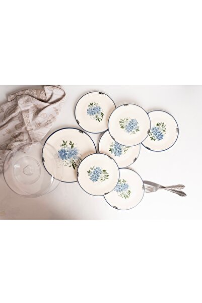 Pembelia Life 7 Piece Cake Fanunslu Porcelain 6-Piece Cake Plate Cake Presentation Plate Cake Dessert Set