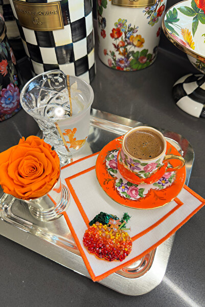 bibashka Kabak tasarımı tamamen el işleme 1 adet kokteyl peçete