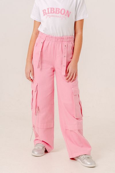 GİYİCEM TEKSTİL Chain Cargo Linen - Pants for Girls No. 2569