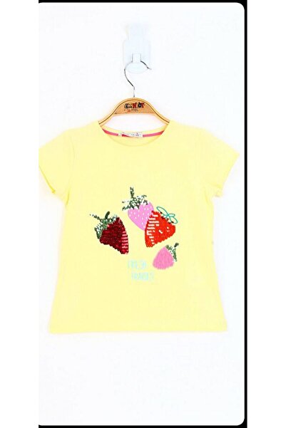 Toontoy Tricou cu broderie cu flori cu paiete pentru fetiță