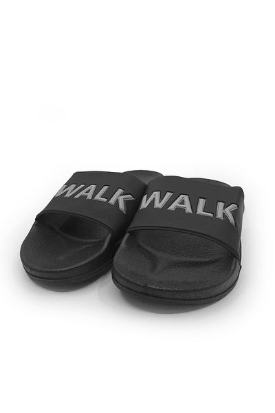 stilfest Black Gray Casual Slippers, Walk Model Men's Shoes