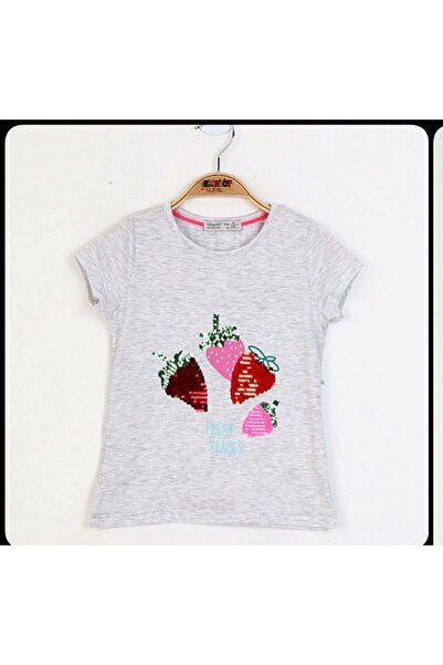 Toontoy Tricou cu broderie cu flori cu paiete pentru fetiță