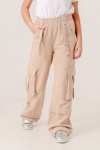 GİYİCEM TEKSTİL Chain Cargo Linen - Pants for Girls No. 2569