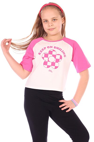 Toontoy Tricou pentru fetiță Keep On Smiling Written Daisy cu imprimeu