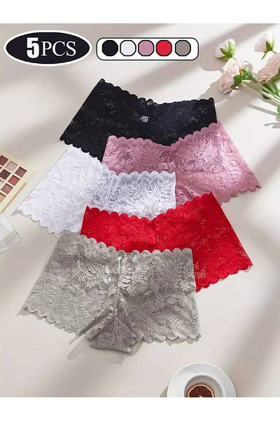 GECKO COLLECTION pantaloni scurți din dantelă gecko boxer chiloți damă 5buc