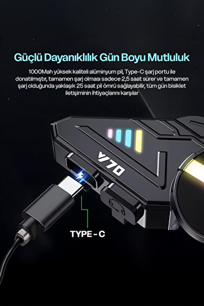 EN SİGA Tek Bağlantı Bluetooth 5.3 Motosiklet Kask Kulaklık Rgb Işık 1.000 Mah Su Geçirmez Ses Asistan