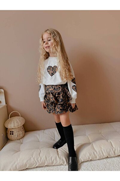 hira kids collection Girl's Leopard Skirt Top and Bottom Set