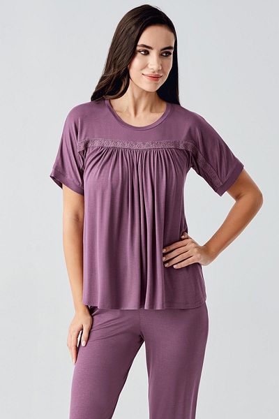Artış Lace Short Sleeve Flexible Viscose Pajama Suit
