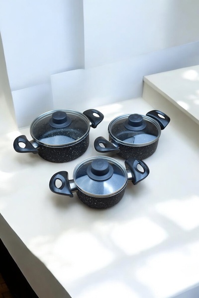 Dore Voir طقم أواني طهي جرانيت 3 مقاسات / صلصة، طقم أواني تسخين الطعام 13-15-17 سم