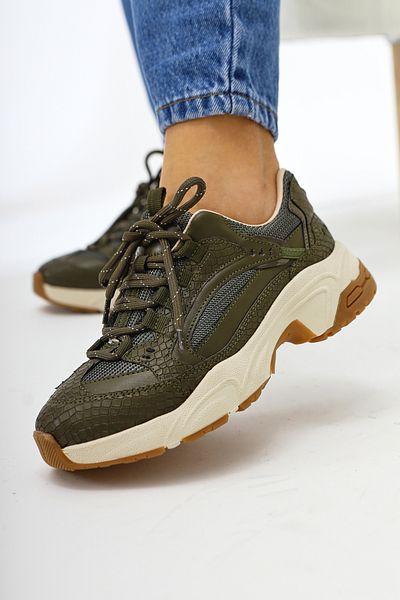 Limoya Pantofi de damă Caisa Khaki Textile cu șireturi