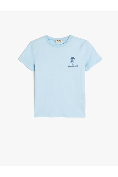 Koton Tricou cu mânecă scurtă din bumbac cu imprimeu palmier