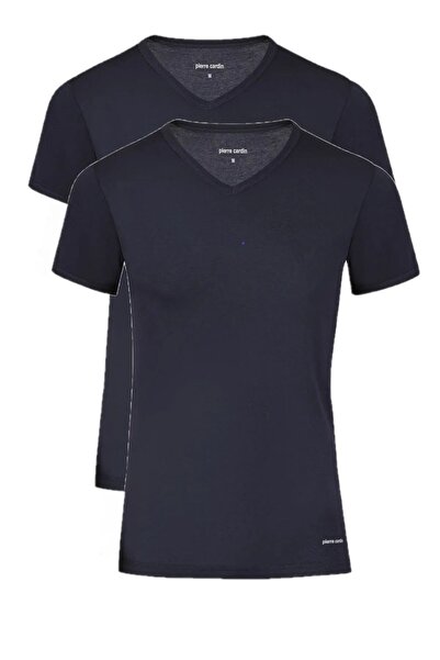 Pierre Cardin 442 Men's Black Ribbed Short Sleeve V-Neck Undershirt