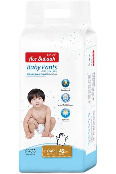 Ace Sabaah Baby Diaper Pants, Size 6, Jumbo 15-22kg, 42pcs
