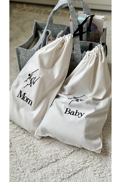 Hanles Embroidered Mother Baby Bag Sac - Set of 2 - Mother Baby Bag Organizer