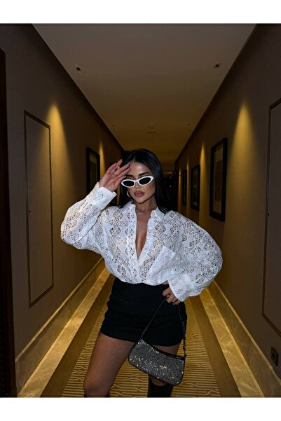 Friday Mood Cămașă oversize cu dantelă albă de damă