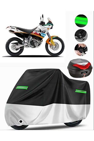 MotoEN غطاء خلفي ممتاز متوافق مع KTM 640 Adventure (متوافق مع القفل) أسود-رمادي