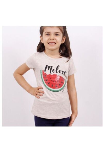 Toontoy Tricou pentru fetiță Melon cu imprimeu cu broderie pepene verde