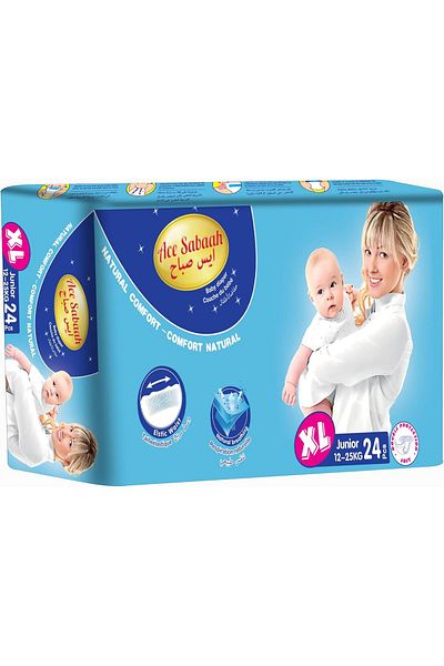 Ace Sabaah Baby Diaper, Extra Large Size, Junior 12-25kg, 24pcs