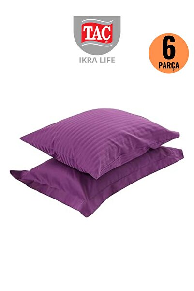 Taç Premium Basic Stripe V1 Murdum Satin Double Duvet Cover Set