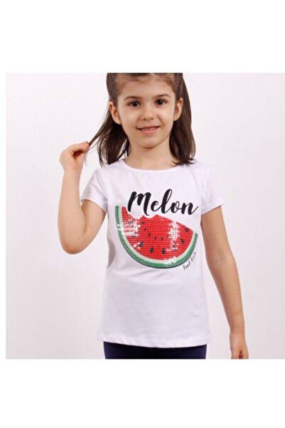 Toontoy Tricou pentru fetiță Melon cu imprimeu cu broderie pepene verde