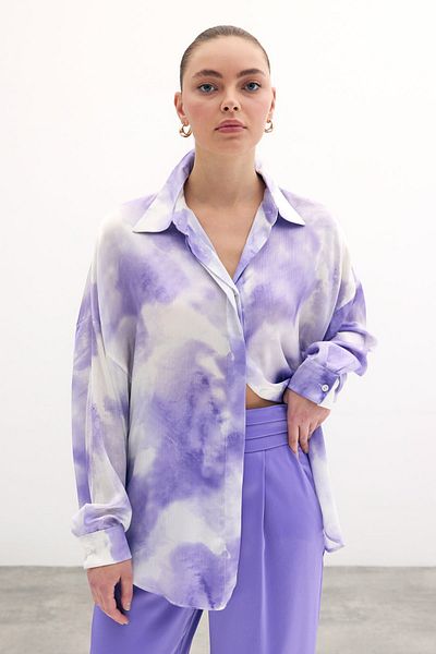 Sateen Cămașă lungă casual - Liliac
