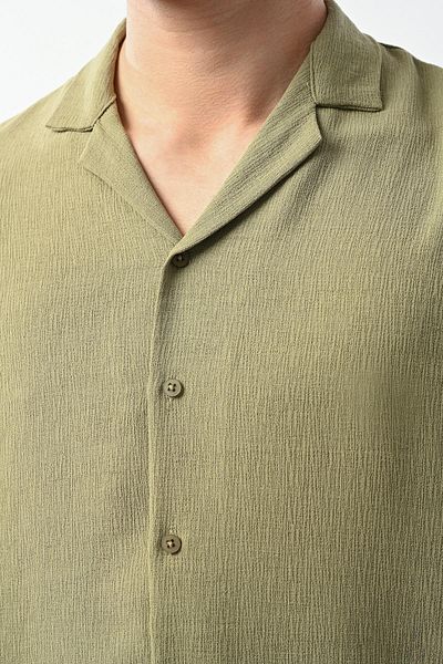 Valiberta Men's Lapel Long Sleeve Textured Shirt - Cagla
