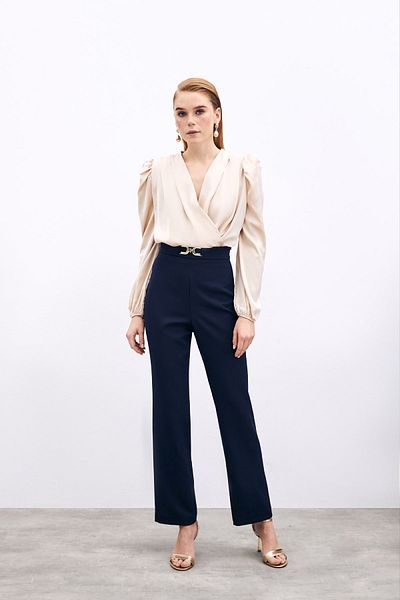 Sateen Navy Blue αξεσουάρ, " ;" λεπτομερές παντελόνι