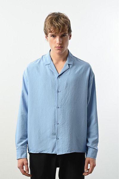 Valiberta Viscose Vertical Striped Comfortable Fit Men's Shirt - Blue
