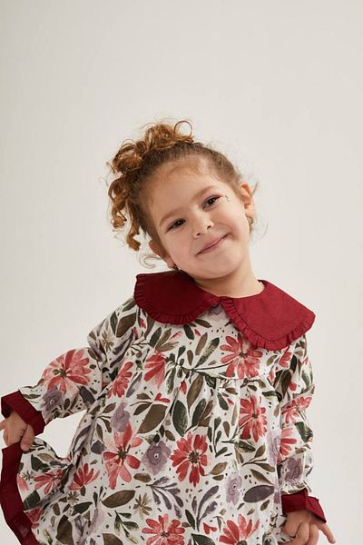 Elidabutik Rochie cu guler pentru bebelusi cu model de flori