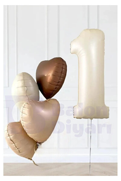 BALON DİYARI Retro Bej Ve Kahve Tonlarında 1 Yaş Temalı Doğum Günü Balon Seti